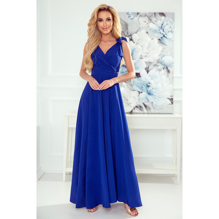 ELENA Dlouhé šaty s výstřihem a zavazováním na ramenou - CHABROVA