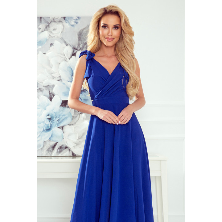 ELENA Dlouhé šaty s výstřihem a zavazováním na ramenou - CHABROVA