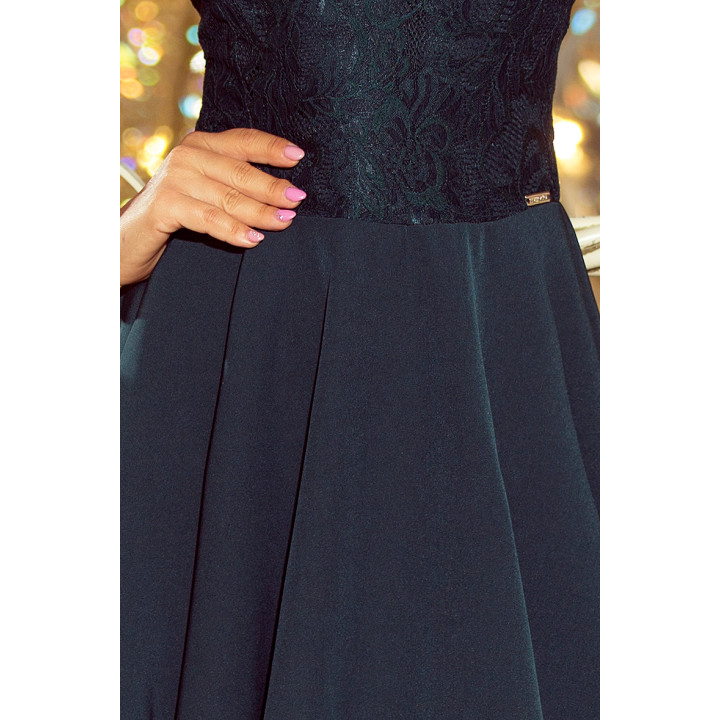 Šaty MARTA s krajkou – BOTELOVÁ ZELENÁ