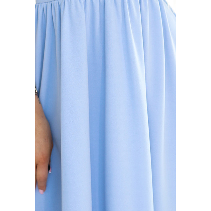 MATILDE Šaty s výstřihem a krátkými rukávy – MODRÉ