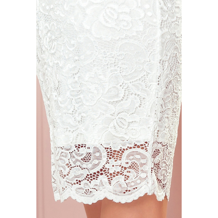 Šaty s dlouhým rukávem a VÝSTŘIHEM - ECRU