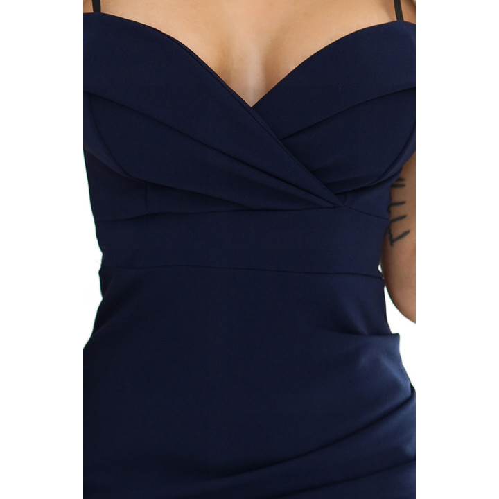 CALLIE Midi šaty s odhalenými rameny a výstřihem - GRANÁTOVÁ