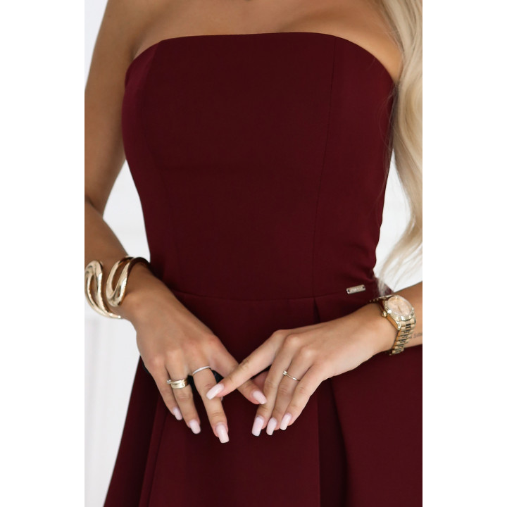 641-1 VIVIENNE korzetové rozkloszowane midi šaty pro výjimečné příležitosti – bordové