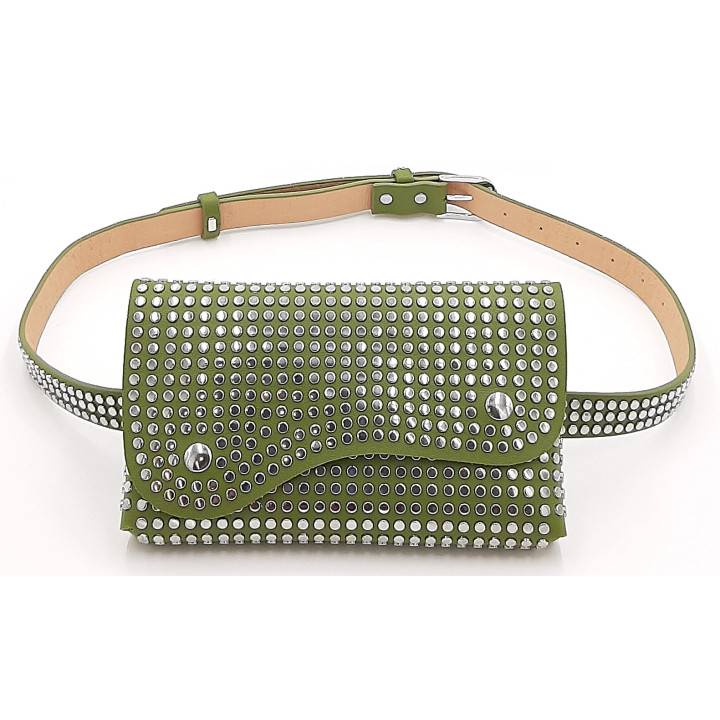 Zelená dámská ledvinka s cvočky