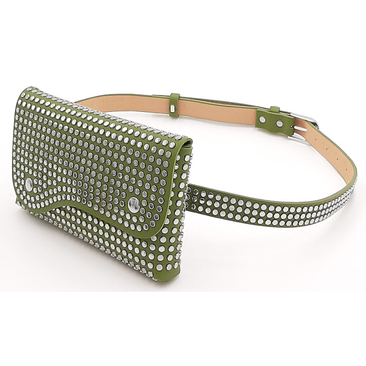 Zelená dámská ledvinka s cvočky