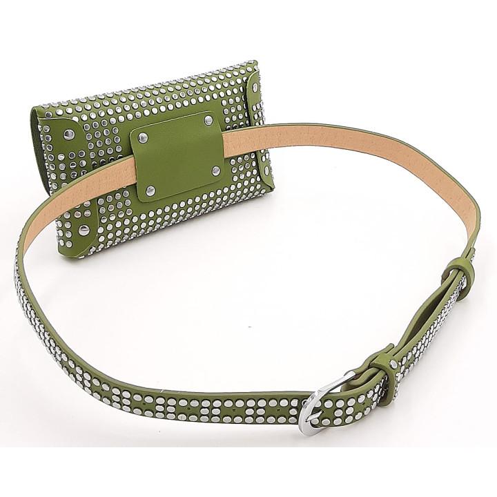 Zelená dámská ledvinka s cvočky