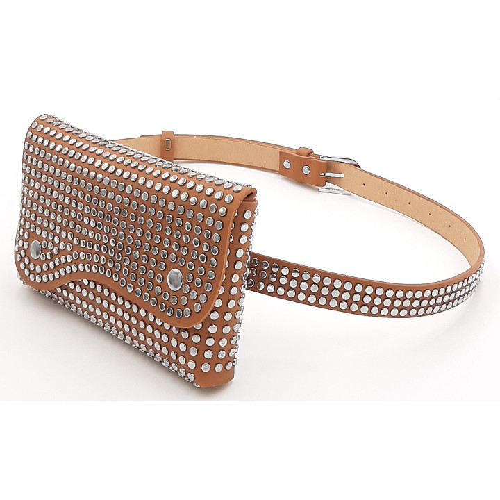 Hnědá dámská ledvinka s cvočky