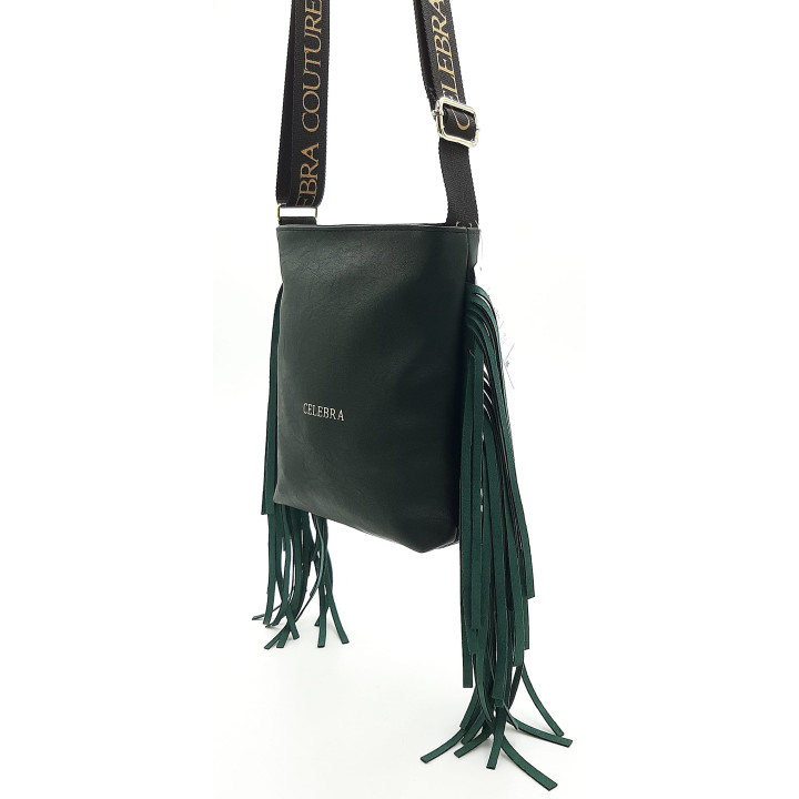 Zelená kabelka s třásněmi CELEBRA COUTURE