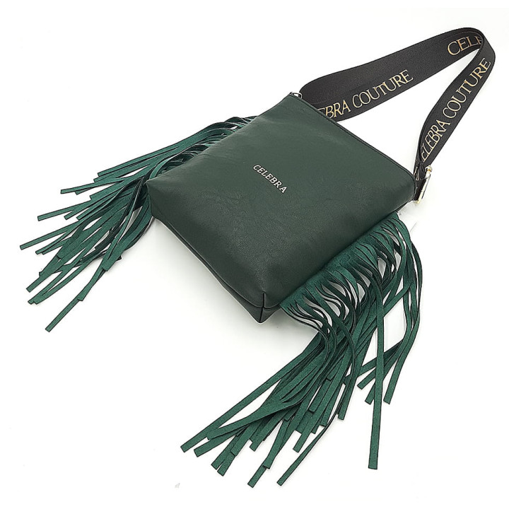 Zelená kabelka s třásněmi CELEBRA COUTURE