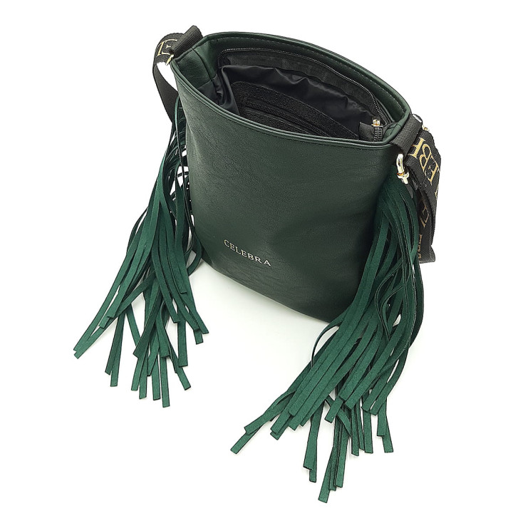 Zelená kabelka s třásněmi CELEBRA COUTURE