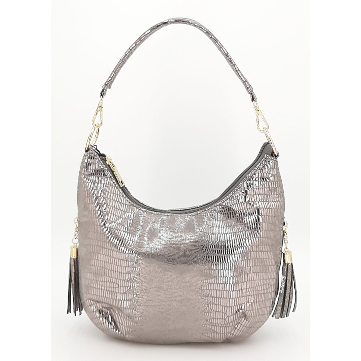 Stříbrná lesklá dámská kabelka VIVI PARIS