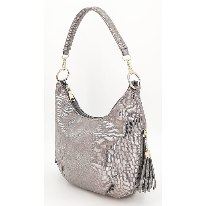 Stříbrná lesklá dámská kabelka VIVI PARIS