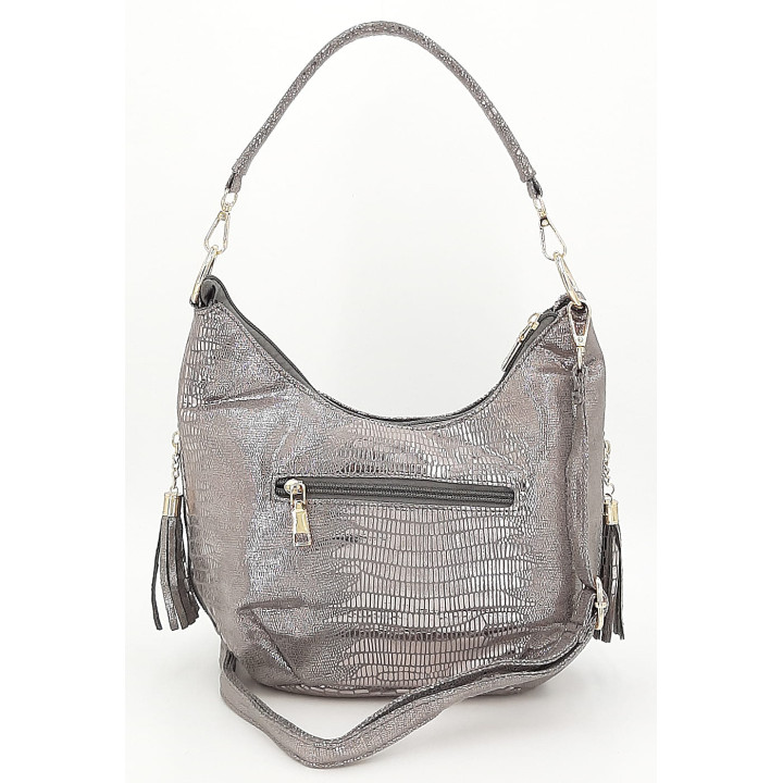 Stříbrná lesklá dámská kabelka VIVI PARIS