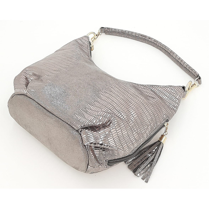 Stříbrná lesklá dámská kabelka VIVI PARIS