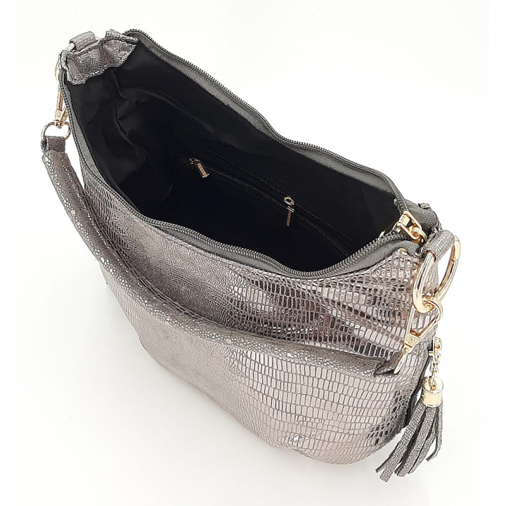 Stříbrná lesklá dámská kabelka VIVI PARIS