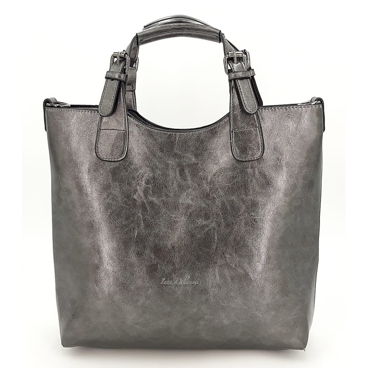 Klasická dámská kabelka INES DELAURE v ocelově šedé barvě