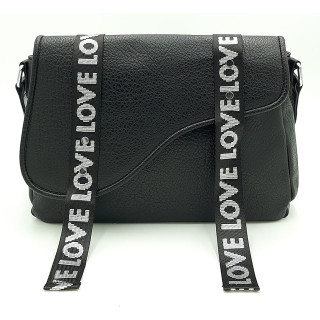 Černá taška přes rameno s popruhem z plátna