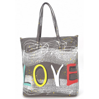 Šedá klasická dámská kabelka LOVE přes rameno