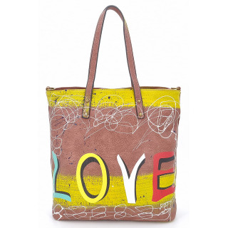 Růžová klasická dámská kabelka LOVE přes rameno