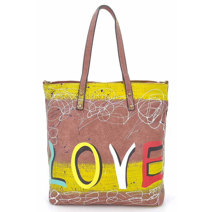 Růžová klasická dámská kabelka LOVE přes rameno