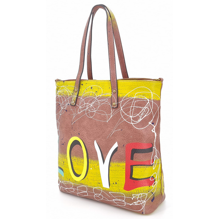 Růžová klasická dámská kabelka LOVE přes rameno