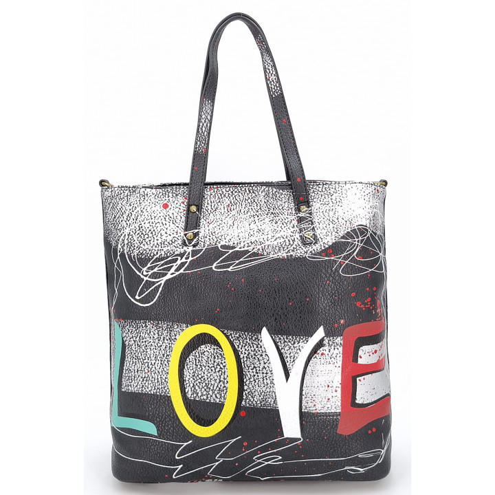 Černá klasická dámská kabelka LOVE přes rameno