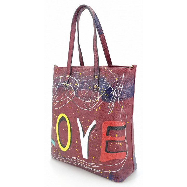 Bordová klasická dámská kabelka LOVE přes rameno