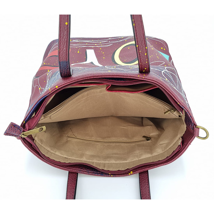 Bordová klasická dámská kabelka LOVE přes rameno