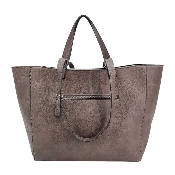 Hnědá prostorná dámská taška se dvěma komorami a medvídkem Ines Delaure