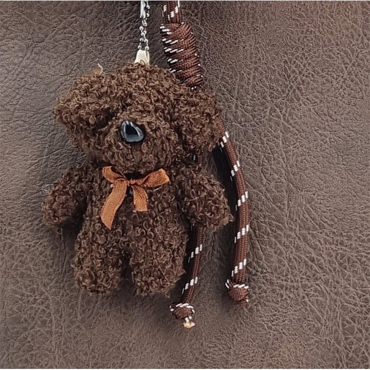 Hnědá prostorná dámská taška se dvěma komorami a medvídkem Ines Delaure