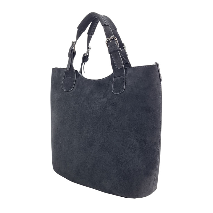 Černá semišová klasická dámská kabelka INES DELAURE