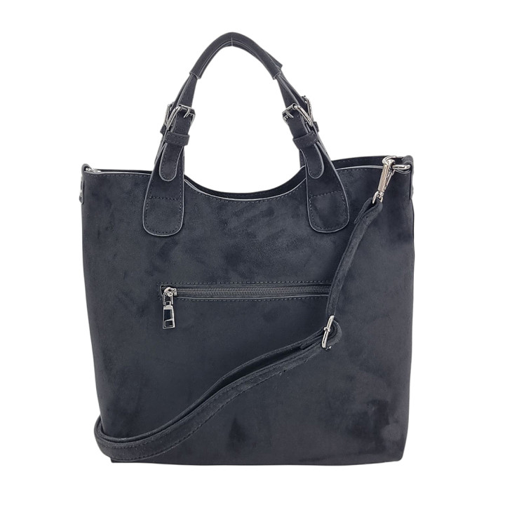 Černá semišová klasická dámská kabelka INES DELAURE