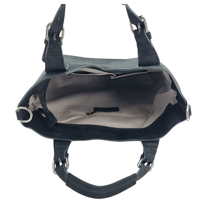 Černá semišová klasická dámská kabelka INES DELAURE