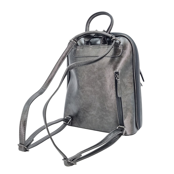 Ocelově šedá taška batoh A4 dámská 2v1 INES DELAURE