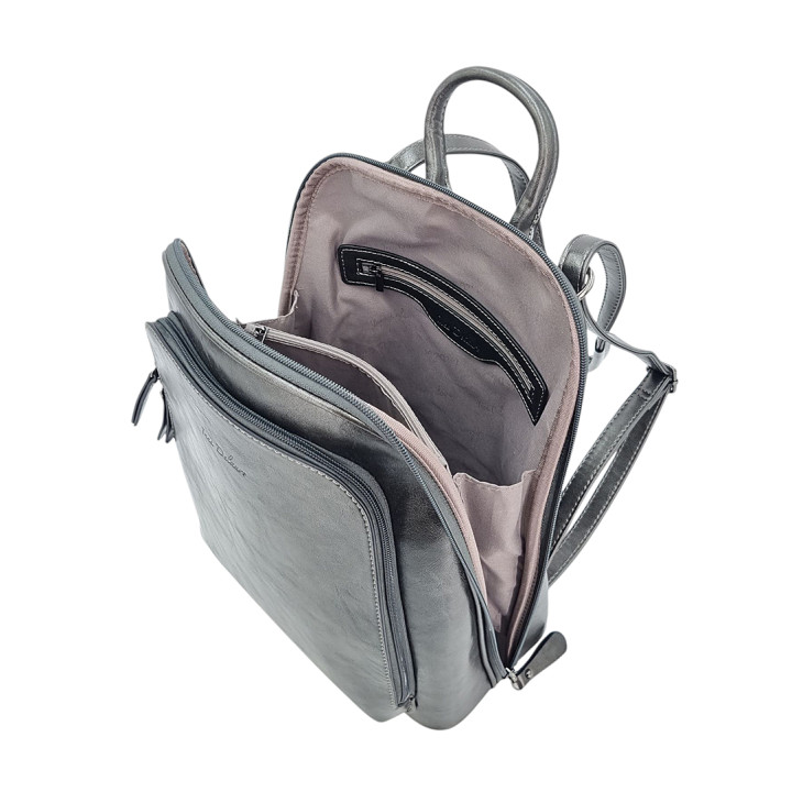 Ocelově šedá taška batoh A4 dámská 2v1 INES DELAURE