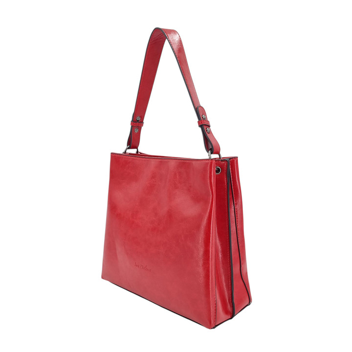 Červená dámská kabelka přes rameno se 2 přihrádkami Ines Delaure