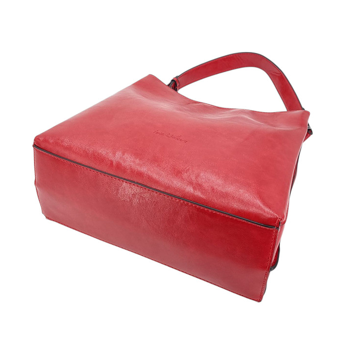Červená dámská kabelka přes rameno se 2 přihrádkami Ines Delaure
