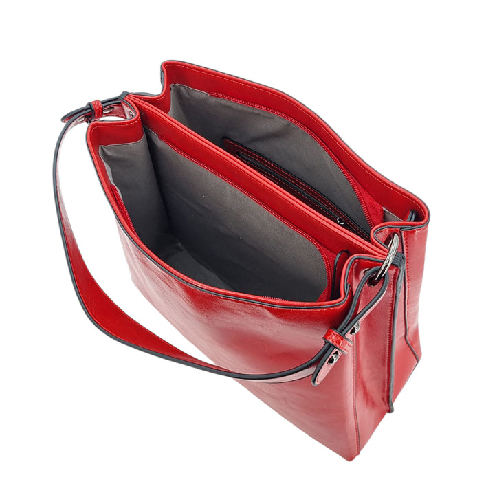 Červená dámská kabelka přes rameno se 2 přihrádkami Ines Delaure