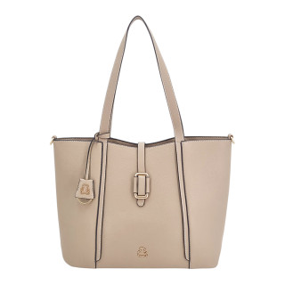 Bežová dámská nákupní taška s přívěskem medvídkem z ekologické kůže LULU CASTAGNETTE