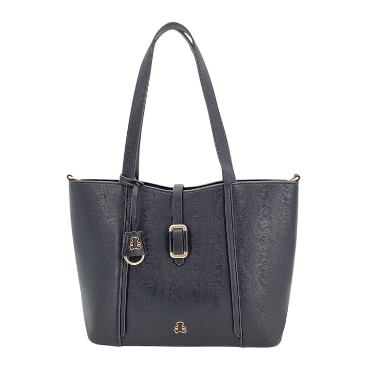 Černá dámská taška s přívěskem medvídkem z ekologické kůže LULU CASTAGNETTE