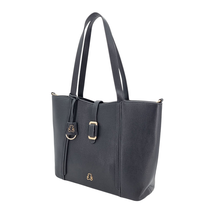 Černá dámská taška s přívěskem medvídkem z ekologické kůže LULU CASTAGNETTE