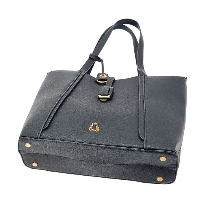 Černá dámská taška s přívěskem medvídkem z ekologické kůže LULU CASTAGNETTE