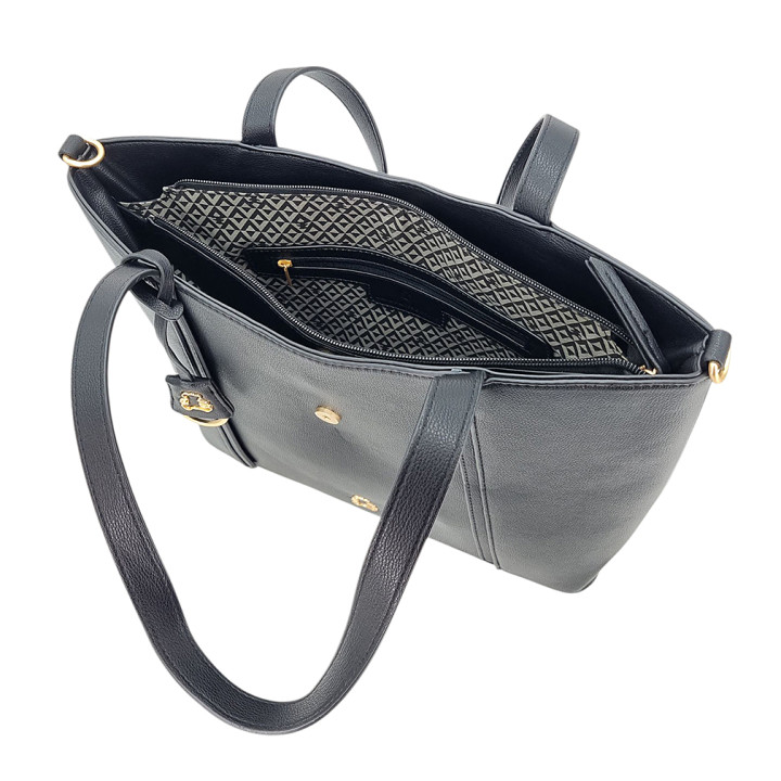 Černá dámská taška s přívěskem medvídkem z ekologické kůže LULU CASTAGNETTE