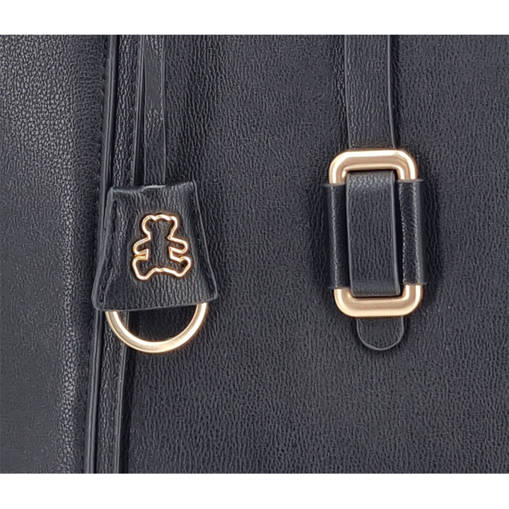 Černá dámská taška s přívěskem medvídkem z ekologické kůže LULU CASTAGNETTE