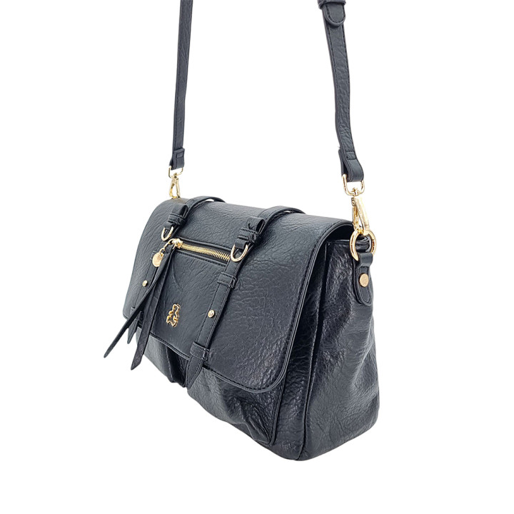 Černá prostorná taška přes rameno s klopou LULU CASTAGNETTE