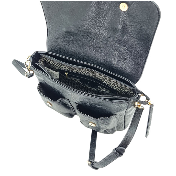 Černá prostorná taška přes rameno s klopou LULU CASTAGNETTE