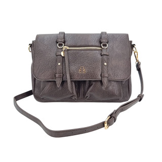 Čokoládová prostorná taška přes rameno s klopou LULU CASTAGNETTE