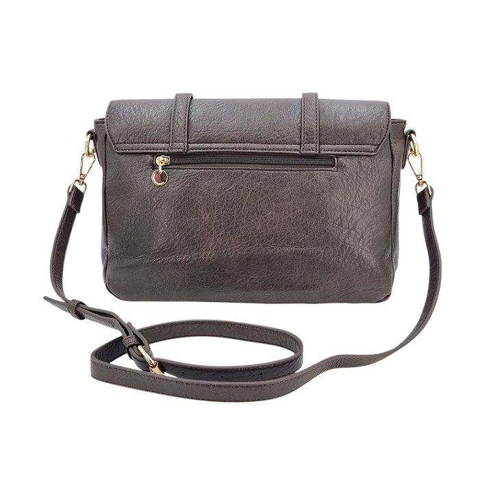 Čokoládová prostorná taška přes rameno s klopou LULU CASTAGNETTE