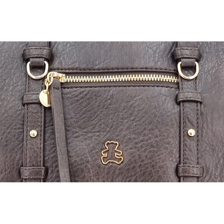 Čokoládová prostorná taška přes rameno s klopou LULU CASTAGNETTE