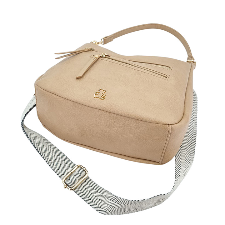 Bežový dámský vak 2 samostatné komory LULU CASTAGNETTE